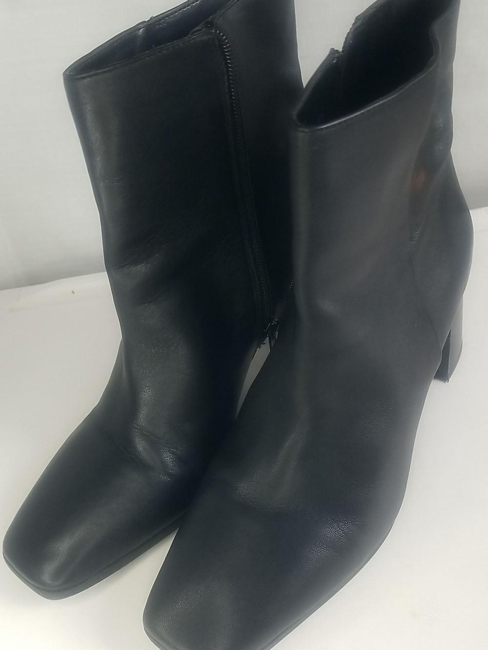 INC International Concepts Black Leather Ankle Booties with Side Zip